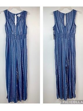 Japna Blue Sleeveless V-Neck Jumper Romper